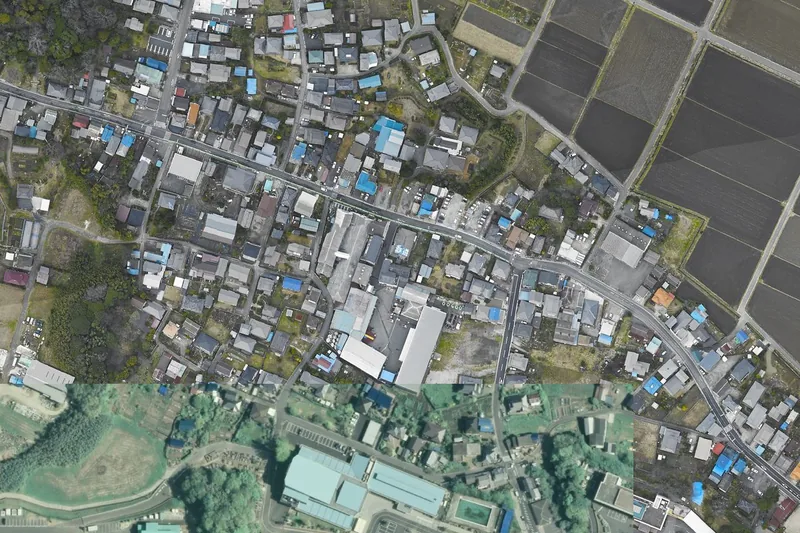 鍋店 神崎酒造蔵 酒蔵見学（神崎町）のあたりの空中写真（国土地理院）